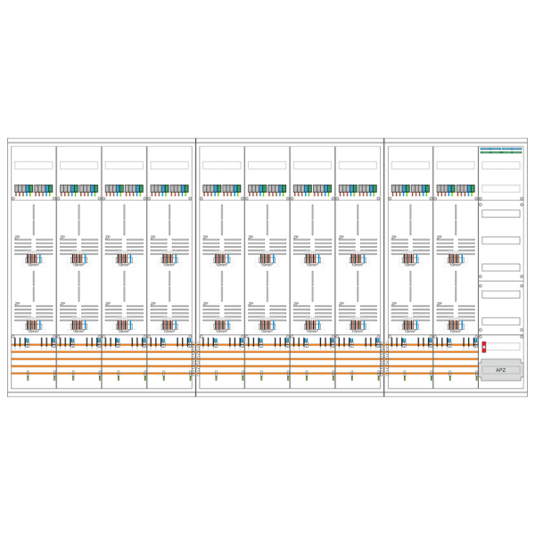 Zählerschrank 20 Zähler, Verteiler, APZ, 1400mm | 3.HZ | SCHIEGL
